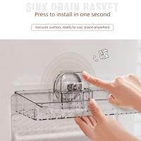 Estante de ducha con ventosa transparente, estante de drenaje para fregadero sin taladro, organizador de ducha de gran capacidad extraíble para cocina - details 12