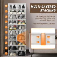 20 Cajas de Zapatos de Plástico Apilables con Tapa Transparente, Cajas de Almacenamiento para Zapatos - details 1