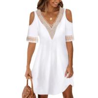 Vestido de verano con cuello en v para mujer, moda femenina, vestidos blancos - details 2