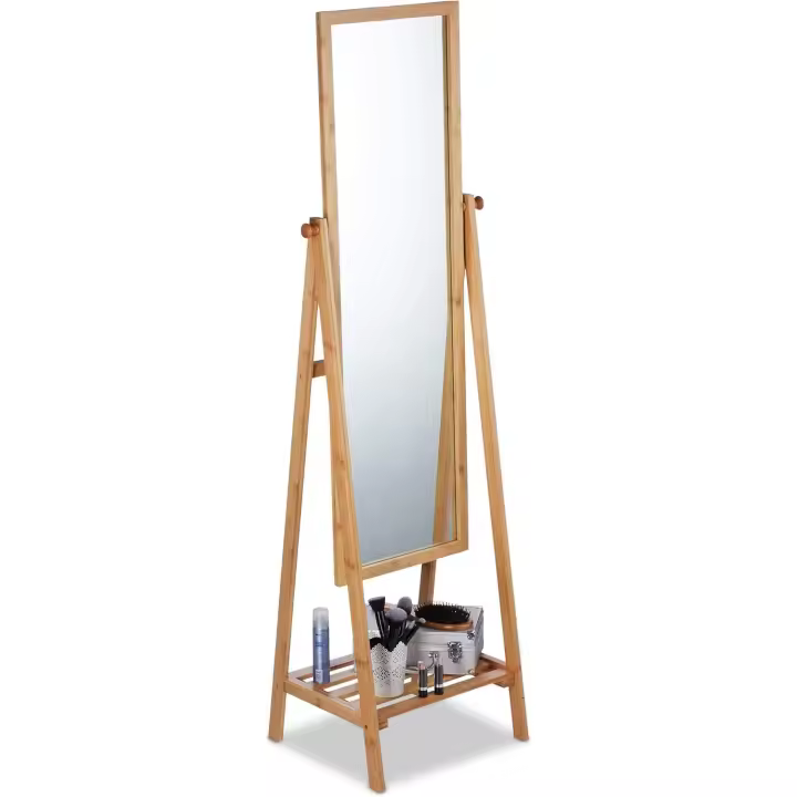 Espejo de Bambú Marrón Rebanable, 160x40x36 cm Iluminación y Decoración - 1