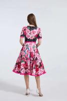 Vestidos Midi elegantes con estampado de lunares para mujer, vestido largo Retro informal de manga corta para vacaciones de verano, siciliano - details 6