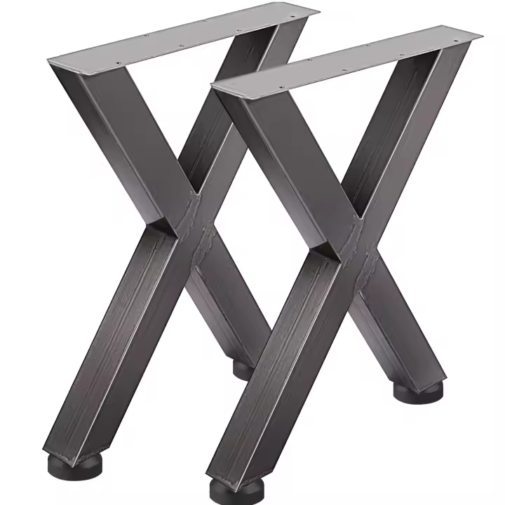 Patas de Mesa de Acero Premium Succebuy Estilo de Marco X Patas de Banco de Acero Negro - 1