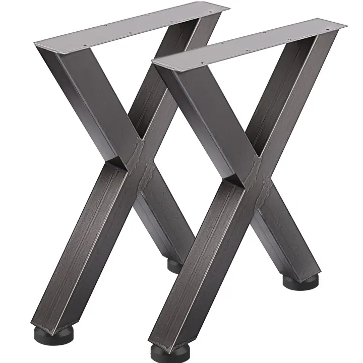 Patas de Mesa de Acero Premium Succebuy Estilo de Marco X Patas de Banco de Acero Negro - 1