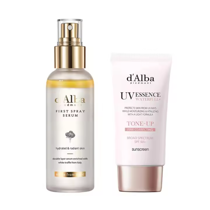 d'alba Piedmont White Truffle Spray Serum & Waterfull Protector solar tonificante de amplio espectro SPF 50+, Kore Care, todos los tonos de piel, - 1