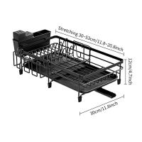 Estante multiusos, escurridor de tazones de acero inoxidable a prueba de herrumbre, soporte extensible para secar platos, tapa de olla - details 0