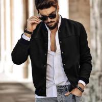 Chaqueta De Cuero Suelto Para Hombre Con Cuello Erguido Estilo Americano Casual Moda Primavera Otoño Botones Cardigan Moto & Biker - details 2