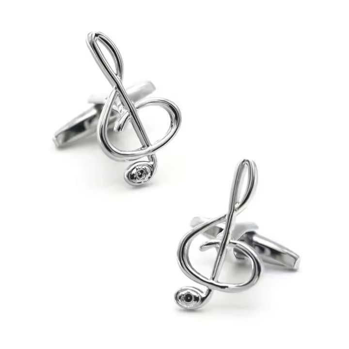 Gemelos de moda para hombre Igame, plateados, diseño de notas, material de latón de alta calidad, novedad - 1