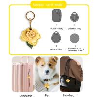 Llavero de cuero PU con flor rosa, llavero de Metal, funda protectora portátil para tarjeta de acceso, decorativa, multiusos - details 1