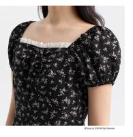 Vestido de Chifón Floral Semir Manga de Burbuja, Cuello Cuadrado, Cintura Corta - details 6