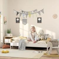140x70 cm Cama Infantil de Madera Carga 80 kg para Dormitorio Blanco y Natural - details 1