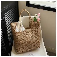 Bolso de hombro tejido hecho a mano Vintage para playa para mujer, bolsas de compras de rafia y ratán, bolsos bohemios para mujer, bolsos informales para viajes y vacaciones de verano - details 15