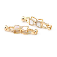 2 juegos de conectores de latón y circonita y concha de Color dorado de 18K para collares, cierres de pulsera, suministros para fabricación de joyas, accesorios Diy - details 29