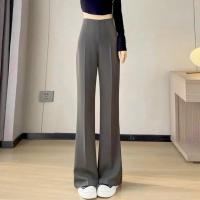 Pantalones de Traje de Verano para Mujer Pierna Ancha, Longa, Cintura Alta, Color Sólido, Ligeramente Acampanados Ropa de Trabajo Casual - details 0