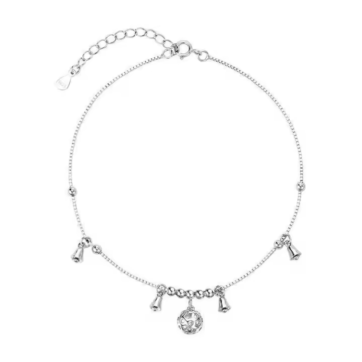 Tobillera de campana de plata pura con diseño de nicho Ins de estilo nacional Palace para mujer, novedad de 2025 - 1