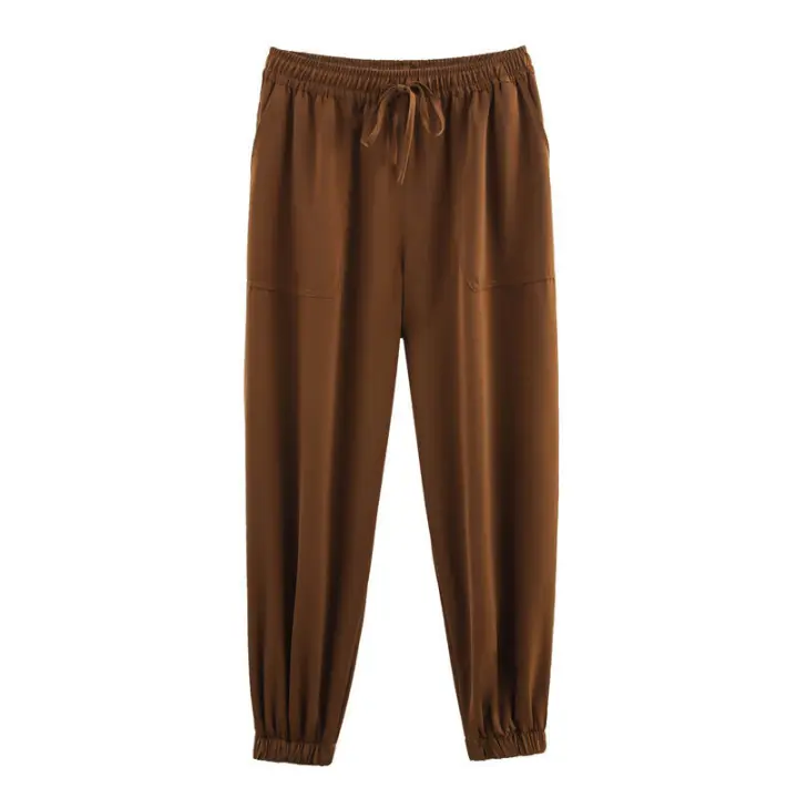 Conjunto de Camiseta y Pantalón Ouwu Estilo Retro Marrón para Primavera y Verano - 1