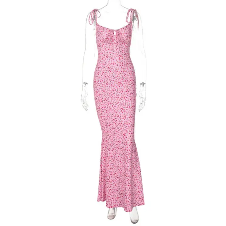 Vestido dulce de verano con tirantes florales - 1