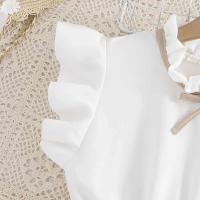 Falda Plisada de Khaki para Niñas Mangas de Pétalo Blanco Estilo Preppy para Cumpleaños - details 3
