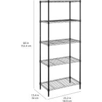 Estante de Almacenamiento Ajustable en Altura y Patas Sin Ruedas, Negro, 58.9 cm x 34 cm x 152.4 cm - details 3