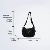 Bolso de hombro plisado de nailon a la moda, bolso cruzado con cordón de estilo coreano de Color sólido, bolso de mano ligero de gran capacidad para niñas - details 0
