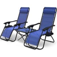 Set de 2 Sillas de Jardín Plegables Silla de Gravedad Cero Reclinable con Soporte para Bebidas y Reposacabezas Extraíble Carga Máxima 120kg Negro - details 26