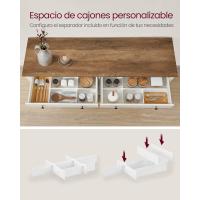 Aparador, Armario de Almacenaje con Cajón, Armario de Cocina con Puertas y Estante Regulable, Estilo Campo, para Salón, Comedor, 40 x 80 x 80 cm, Blanco Rústico y Marrón Miel - details 12