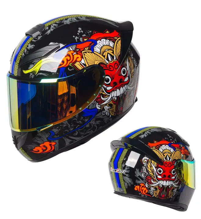 Casco completo de motocicleta Retro para hombre y mujer, protector de coche eléctrico, personalidad de verano, cuatro estaciones - 1