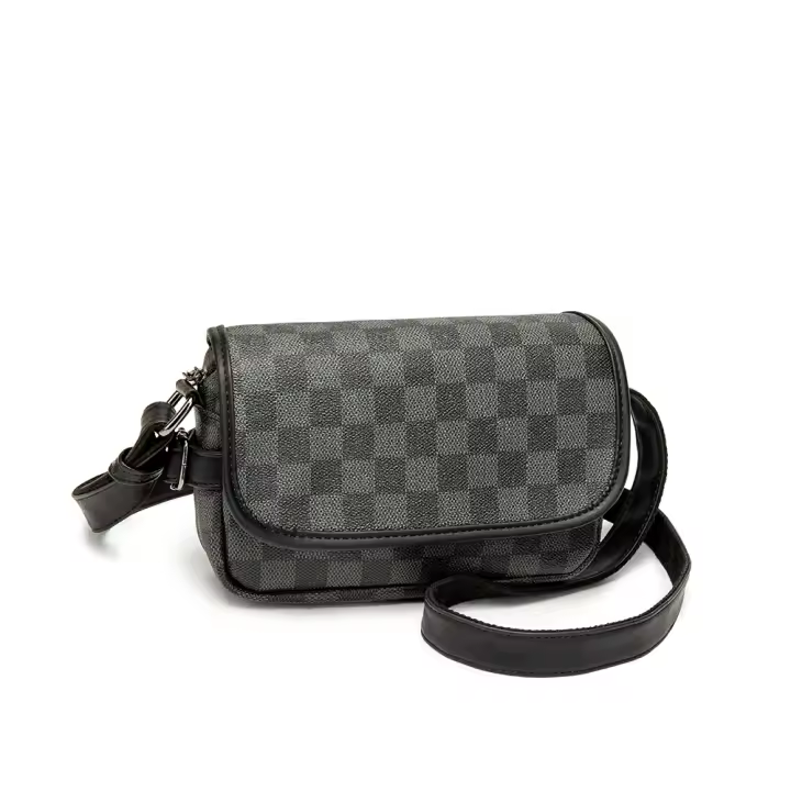 2025 nuevo bolso de hombro a cuadros bolso de mensajero de moda casual de negocios bolso horizontal para hombres jóvenes mochila pequeña regalo - 1