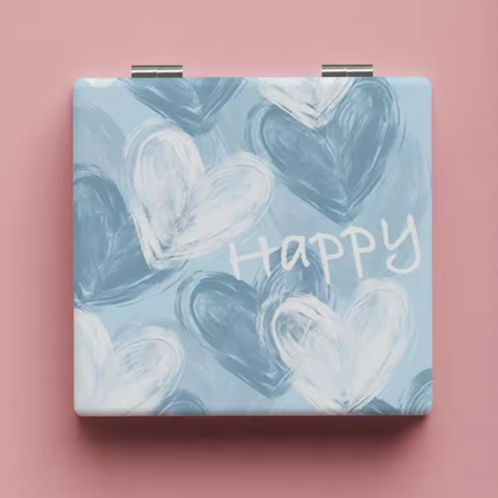 Espejo de maquillaje plegable con diseño de pintura al óleo abstracta, espejo cosmético de doble cara, espejo de bolsillo portátil, Mini portátil - 1