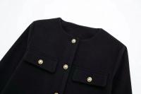 Chaqueta Corta Elegante para Mujer 2024 Cuello Redondo Manga Larga Abrigo con Bolsillo de Volteo Casual de Moda para Mujeres - details 23