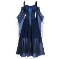 Vestido De Mujer Talla Grande Hombros Descubiertos Con Alas De Mariposa Estilo Gótico Para Halloween Vestido Elegante De Cintura Media Polyester - details 9