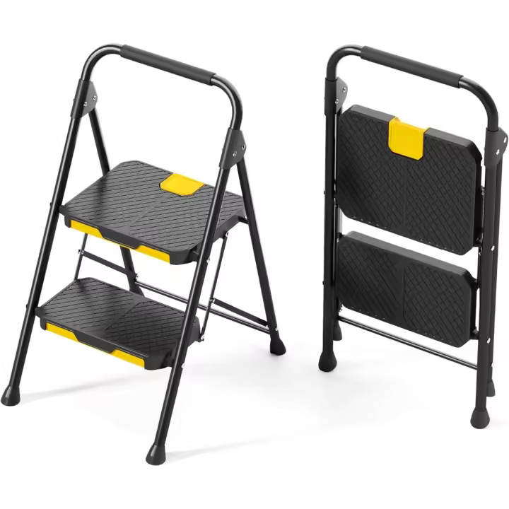 Escalera Plegable de Dos Pasos con Seguridad Acero, Ancho de Pedal Antideslizante, Carga hasta 360kg para Uso Doméstico en Cocina - 1