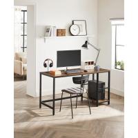 Escritorio con 2 Estantes a la Izquierda o a la Derecha, Mesa de Trabajo, para Salón Oficina, Estructura de Acero, Industrial, Marrón Rústico y Negro Tinta LWD55X - details 3