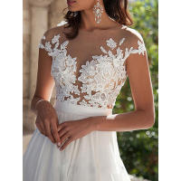 2025 Vestido de noche largo dividido a la moda con cintura media y encaje de boda para mujer - details 1