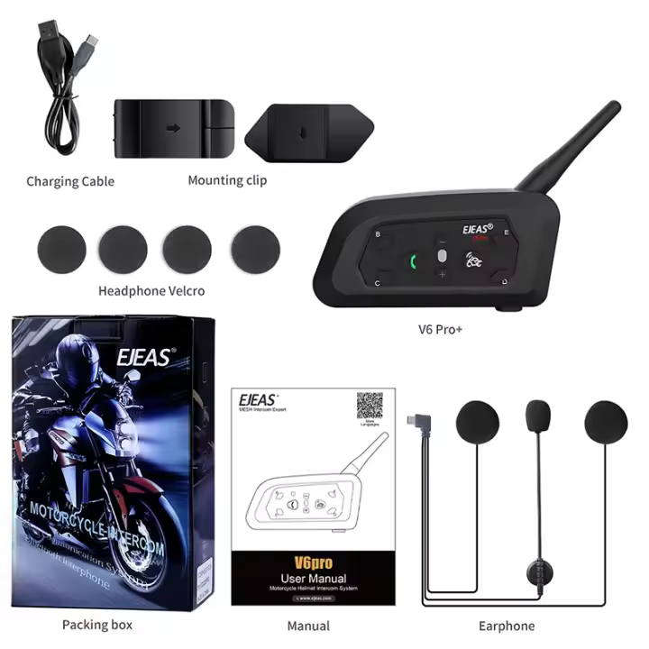 Moto walkie-talkie Casco de moto Auricular Bluetooth 5.1 6 conductores 800 metros comunicador impermeable - 1