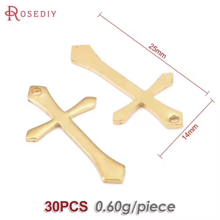 Colgantes de Cruza de Latón Dorado de 18K Joyería DIY Hallazgos de Collares y Pendientes - 1