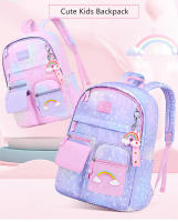 Mochila escolar para niños y niñas, de arcoíris morral, color rosa y morado - details 0