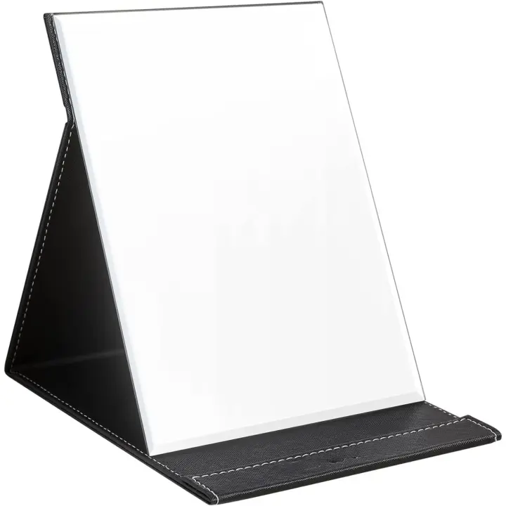 Espejo de maquillaje plegable portátil con soporte, grande - 1