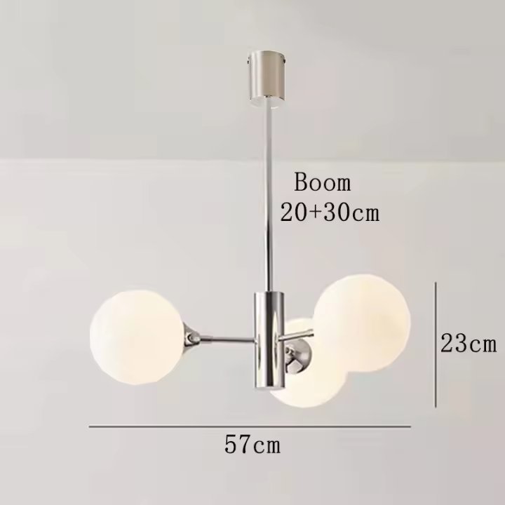 Lámpara colgante de mediados de siglo con esfera Sputnik de 8 luces, lámpara de techo con sombra de bola blanca lechosa cromada para sala de estar, dormitorio, comedor, Isla de cocina - 1
