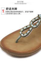 Sandalias de nuevo estilo con diamantes de imitación, cómodas, de punta redonda, para vacaciones en la playa, zapatos planos de talla grande - details 9