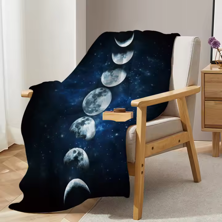 Manta con estampado de luna, manta de lana de franela esponjosa de felpa, mantas suaves para sofá y cama - 1