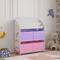 Estantería para Niños de 3 Niveles y 4 Cajas Diseño de Dinosaurio Verde/Amarillo - details 13