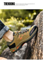 Zapatos de senderismo para hombre, botas de montaña al aire libre, zapatillas de suela gruesa, zapatos de Trekking con cordones a la moda - details 10