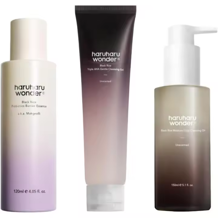 haruharu Wonder Black Rice Probiotics Barrier Essence Gel AHA y aceite limpiador - 1