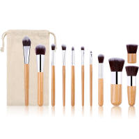 Kit de brochas de maquillaje de bambú para mujer, 11 piezas, Cosméticos coreanos, colorete barato, juego completo profesional - details 2
