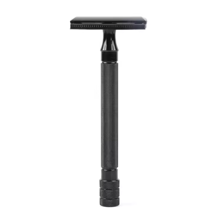 Afeitadora clásica para hombres, afeitadora de depilación suave, afeitadora de acero inoxidable de doble filo con 1 unidad, afeitadora de cuchillas recubiertas de titanio - 1