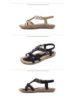 Verano 2025 Dulce, Sandalias Flores Bohemias Para Mujer Diamante De Imitación Tallas Grandes Pisos Zapatos De Playa - details 12