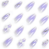 Uñas artificiales extraíbles de longitud media, manicura artística para salón de belleza, Expert e Nail, almendra púrpura - details 1