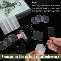 200 piezas de llaveros acrílicos en blanco, colgantes de llavero transparentes de acrílico en blanco para proyectos de manualidades DIY - details 4
