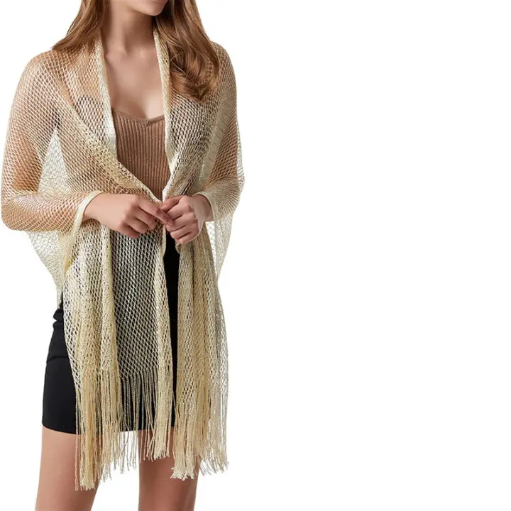 Estola elegante de boda para mujer, bufanda bordada de lana Vintage suave y brillante para comuniones, eventos nocturnos - 1