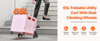 SucceBuy Carro utilitario plegable, carro rodante con caja portátil plegable de 65 litros. Equipado con ruedas para subir escaleras y 360 °   Ruedas giratorias. Mango telescópico. Ideal para compras, oficina, mudanzas, profesores. - details 0
